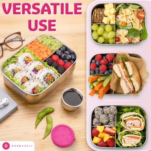 Stainless Steel Bento Box + Condiment Container (6 Count)