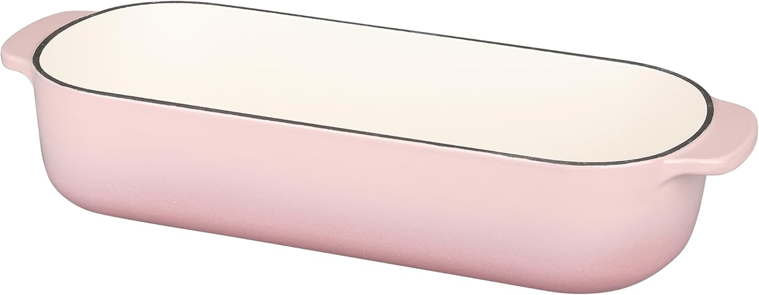 Enameled Cast Iron Loaf Pan with Lid, Dutch Oven for Homemade Bread Baking, 12.5x5.5 inch, 5Qt, Pink - Culinary Roots