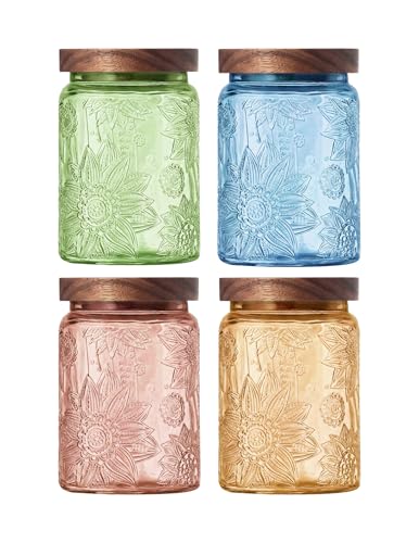 Glass Jars with Airtight Wood Lids (4 Count)