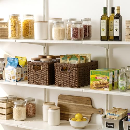 Rectangular Wicker Storage Baskets for Organizing (2 Count)