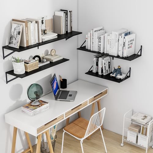 36W x 12D Deep Floating Shelves Set of 2 Black (2 Count)