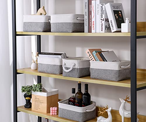 Storage Baskets 12x8x5 inch 10 Pack Fabric Baskets Foldable Storage Bins Decorative Baskets cloth storage baskets Storage Foldable Storage Bin with Rope (10 Count)
