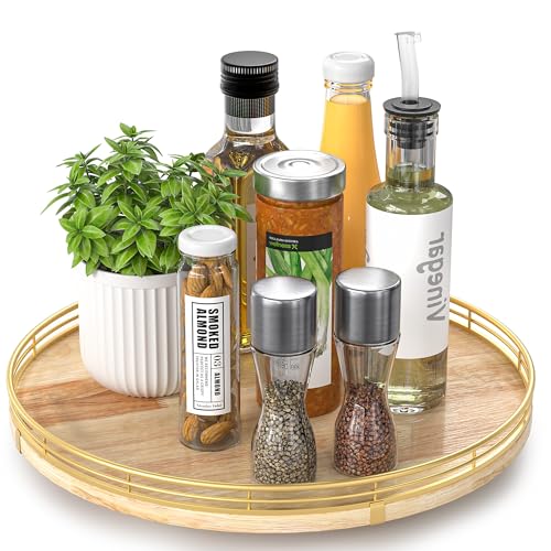 13 Inch Farmhouse Oak Lazy Susan Cabinet Organizer