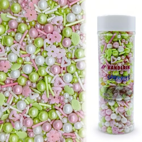 Flower Sprinkles Candy Mix Size Edible Pearls Cake Decorations Cupcake Toppers Cookie Decorating Perfect for Wedding Party Valentine Halloween Christmas Supplies 4.58OZ (4.58 Ounce)