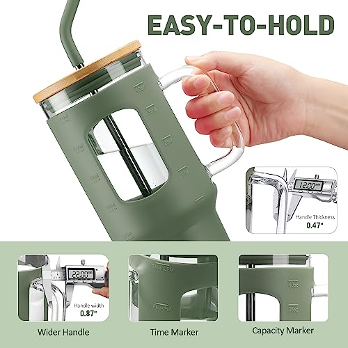 Glass Tumbler with Straw and Lid
