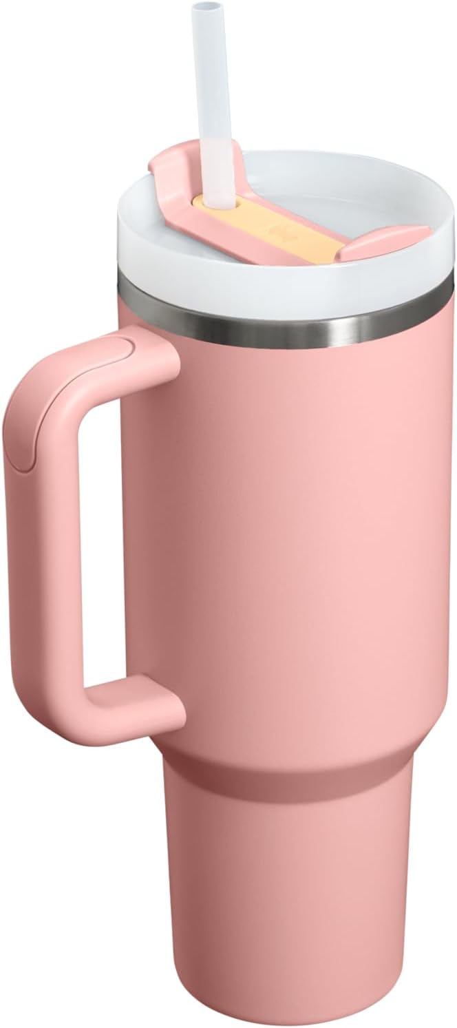 STANLEY Quencher H2.0 Tumbler with Handle and Straw 40 oz | Flowstate 3-Position Lid | Cup Holder Compatible for Travel | Insulated Stainless Steel Cup | BPA-Free | Peach Rose