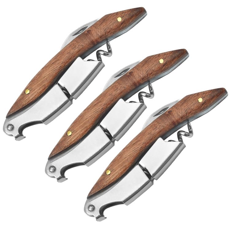 Professional Waiter Corkscrew Wine Key for Bartenders Set of 3 (3 Count)