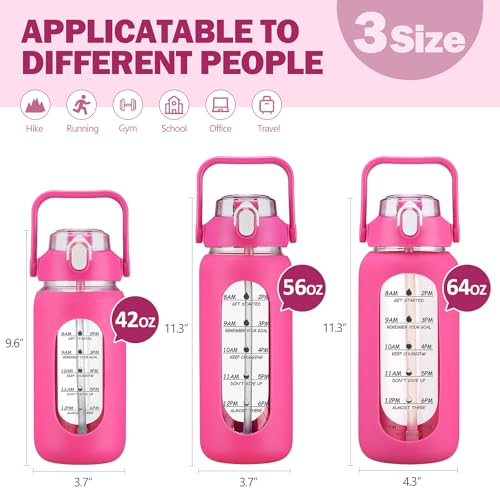 64oz Glass Water Bottles with Straw