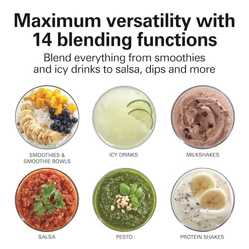 Wave Crusher Blender For Smoothies With 40 Oz Glass Jar and 14 Functions