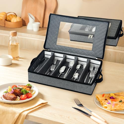 Silverware & Flatware Storage Organizer with Lid (2 Count)