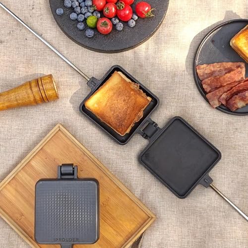 Campfire Pie Iron 4.9" Large Cast Iron Sandwich Maker for Camping (4 Count)