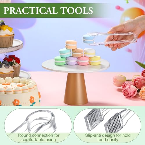 6 Pcs Plastic Serving Tongs Mini Kitchen Tongs Utility and Plastic Kitchen Scoops Clear Ice Scoop Mini Clear Buffet Scoop for Candy Dessert Buffet Ice Snack Coffee Tea (6 Count)