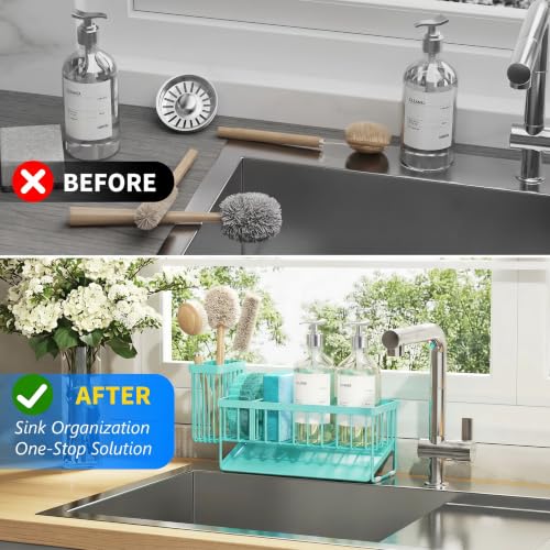 Kitchen Sink Caddy Organzier with High Brush Holder