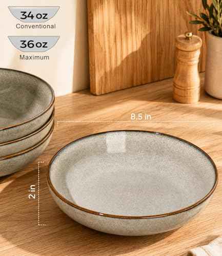 8.5’’ Ceramic Pasta Bowls Set of 6 (6 Count)