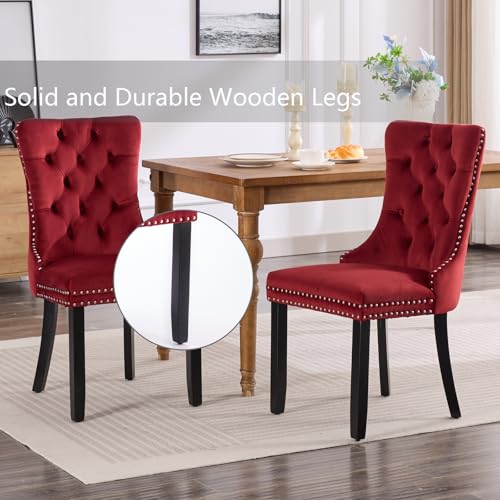 Wine Red Velvet Dining Chairs Set of 4 (4 Count)