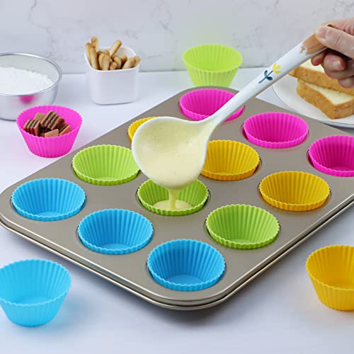 24Pack Silicone Muffin Baking Cups Cupcake Liners Lunch Box Bento Dividers (24 Count)