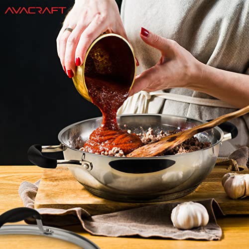 9 Inch 18 10 Stainless Steel Everyday Pan with Glass Lid