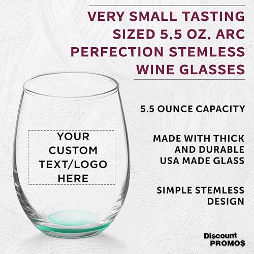 Custom Stemless Wine Glasses by ARC 5.5 oz Set of 12 (100 Count)