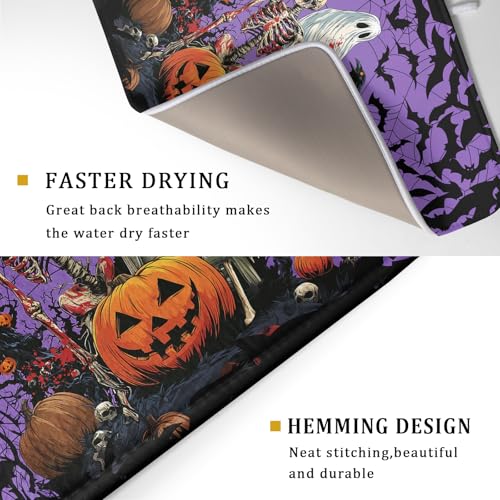 Halloween Pumpkin Dish Drying Mat 18x24 inch Spooky Ghost Bat Dish Rack Mats Microfiber Draining Pad Fast Dry Holiday Kitchen Accessories