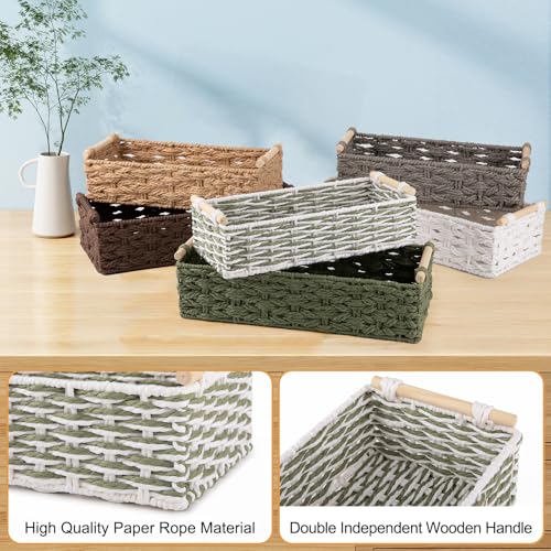 Toilet Paper Baskets Handmade Paper Rope Decorative Wicker Storage Tank Shelf Cabinet Organizer for Bathroom Home (2 Count)