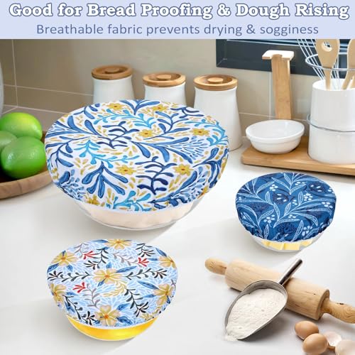 5Pcs Reusable Beeswax Elastic Bowl Covers for Bread Proofing and Food Cover (5 Count)