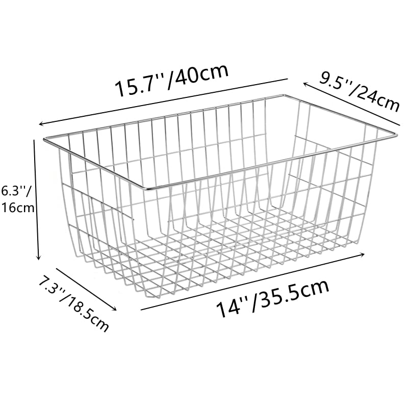 Wire Baskets Farmhouse Freezer Organizer Storage Bin Basket with Handles (3 Count)