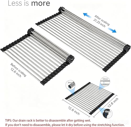 Expandable Roll Up Dish Drying Rack Over The Sink Rack