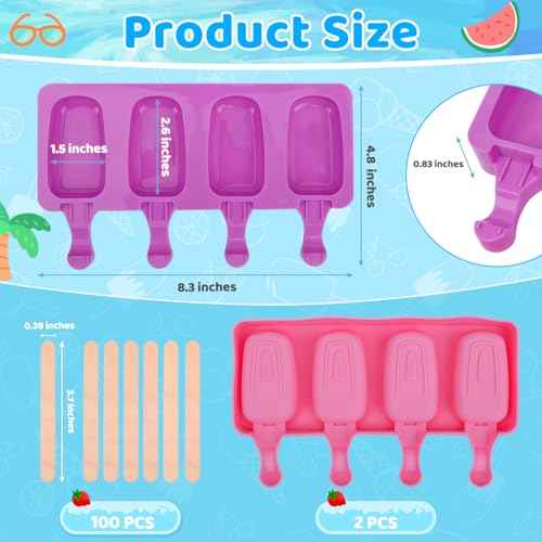2 Set Silicone Popsicle Molds with 100 Sticks (2 Count)