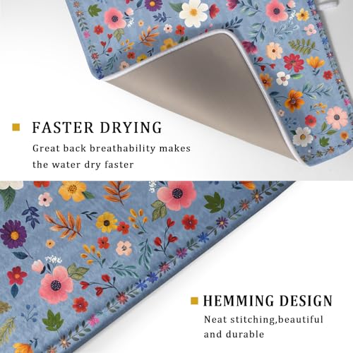 Colorful Flower Dish Drying Mat