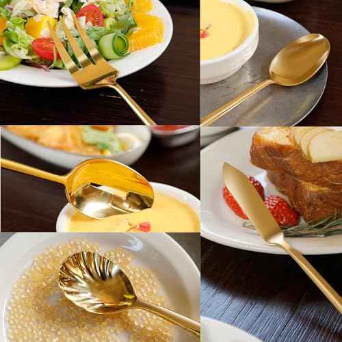 Gold Silverware with Hexagon Handle 65