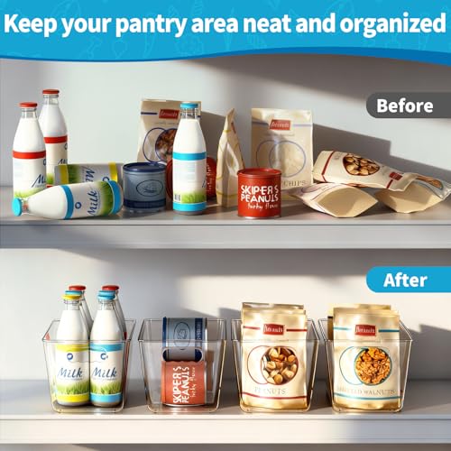 Clear Fridge Organizer Bins with Handles