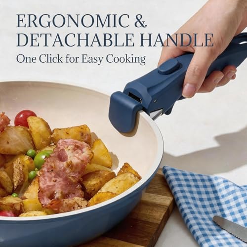 8Pcs Pots and Pans Set Nonstick Ceramic Cookware Set Removable Handle Induction Kitchen Cooking Set with Frying Pans and Sauce Pan