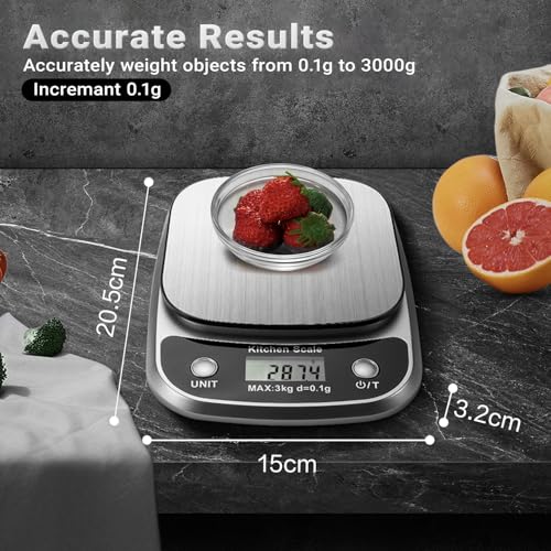 Food Kitchen Scale Digital Weight Grams and Oz 3kg
