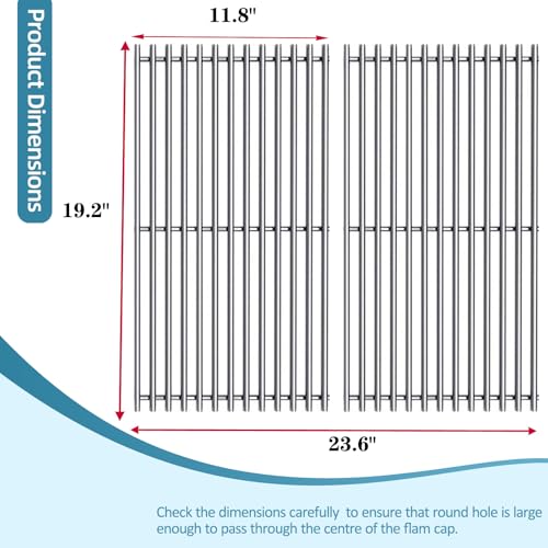 S6G550 (2-Pack) 19.2” Stainless Steel Cooking Grates for Weber Summit E-440, S-440, E-450, S-450, E-460, S-460, E-470, S-470 and Charmglow 720-0304 (2 Count)
