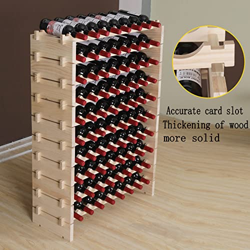 Wine Rack Cabinet Wooden Freestanding for Floor Stackable Storage Wine Bottle Holder