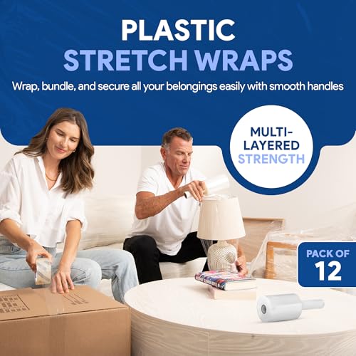 5" Plastic Stretch Wrap with Handles (12 Count)