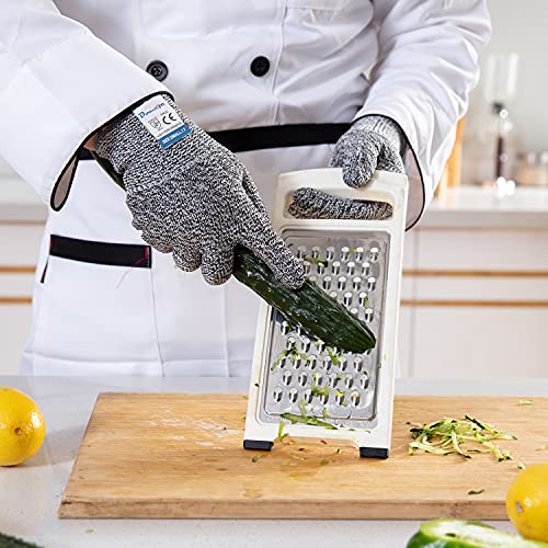 3 Pairs Cut Resistant Gloves Food Grade Level 5 Protection (3 Count)