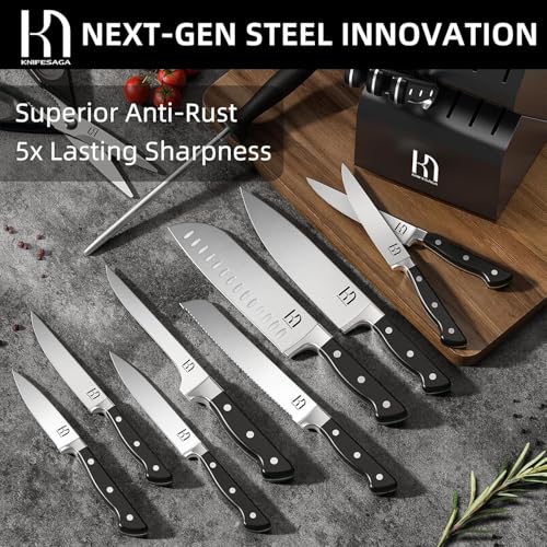 Japanese Knife Set with Sharpener (15 Count)