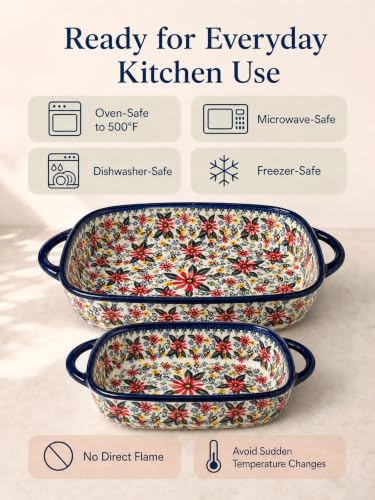 2 Piece Polish Pottery Style Ceramic Baking Dish Set (2 Count)