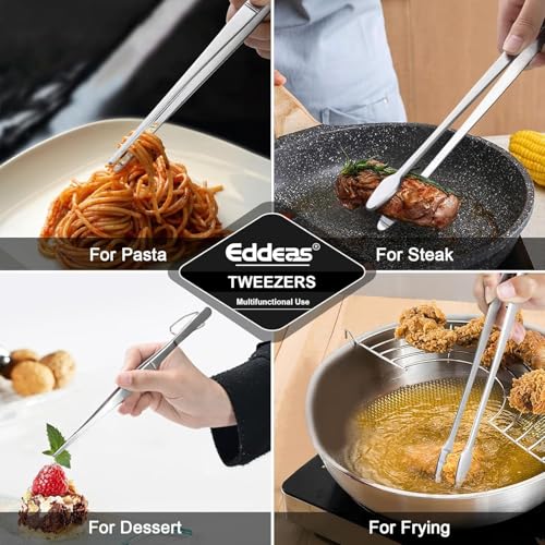 Tongs For Cooking Up To 600°F Metal Kitchen Tweezers Tongs 12" (4 Count)