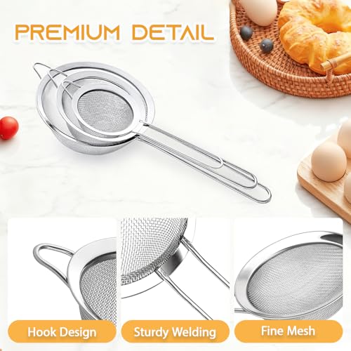 3Pcs Fine Mesh Strainer with Handle (3 Count)
