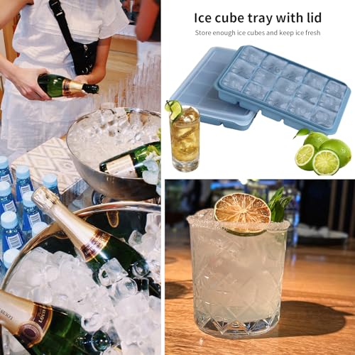 Silicone Ice Cube Trays with Removable Lid (3 Count)