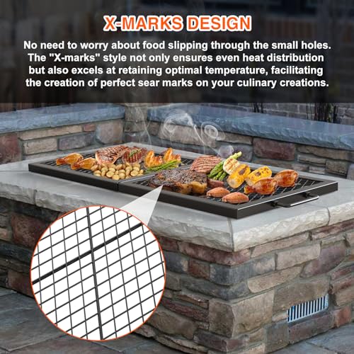 Foldable Rectangular Heavy‑Duty Steel Fire Pit Cooking Grate