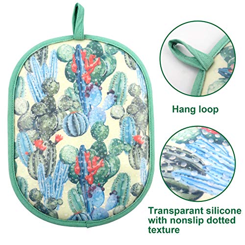 Pot Holders with Transparent Clear Silicone Shell and Nice Cactus Flower (2 Count)