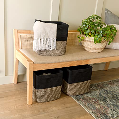 Storage Cubes 11 Inch Cotton Rope Woven Baskets for Organizing (3 Count)