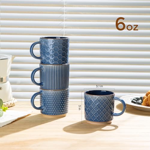 6 OZ Stackable Coffee Mugs Set of 4 (4 Count)