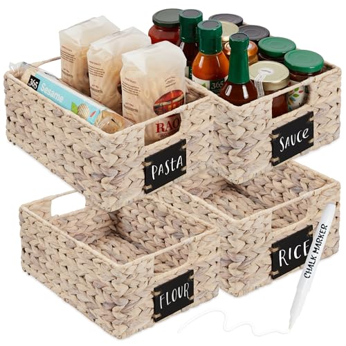 Set of 4 9x12in Water Hyacinth Pantry Baskets (4 Count)
