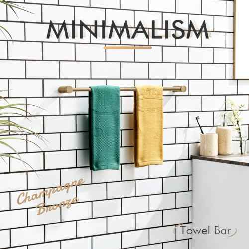 Bathroom Towel Rack Wall Mounted 24'' Bath Towel Bar Holder for Bathroom Hardware Accessories Champagne Bronze Stainless Steel