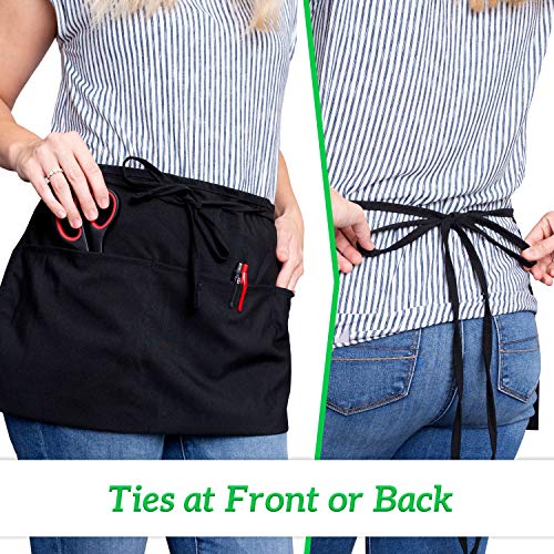 3 Pack Server Aprons with 3 Pockets (3 Count)