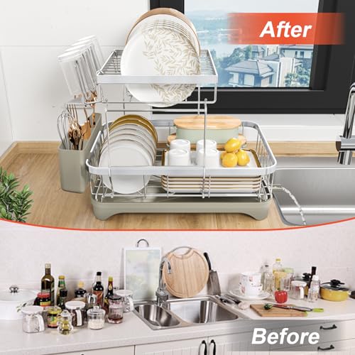 2 Tier Dish Drying Rack for Kitchen Counter